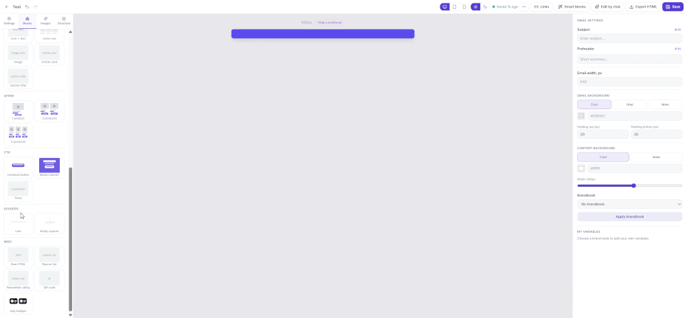 Building an email in the Mailvex editor