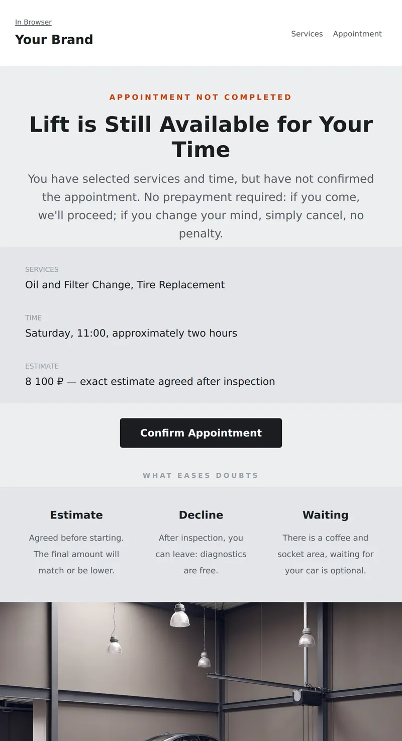 Unfinished Service Appointment (Auto)