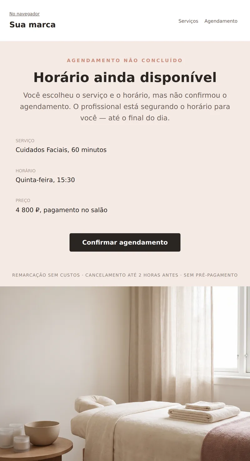 Entrada incompleta: horário ainda disponível (beleza)