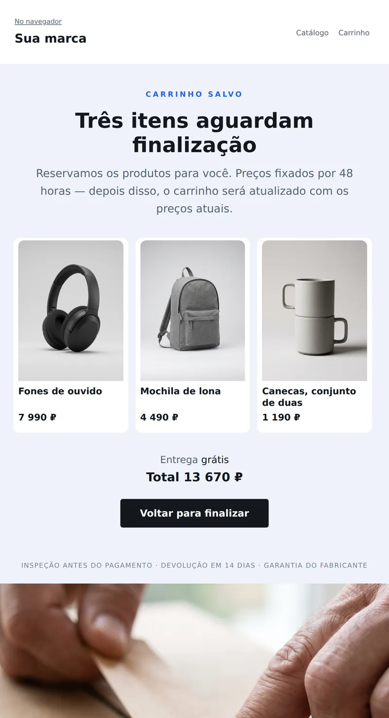 Carrinho abandonado: produto à espera (loja online)