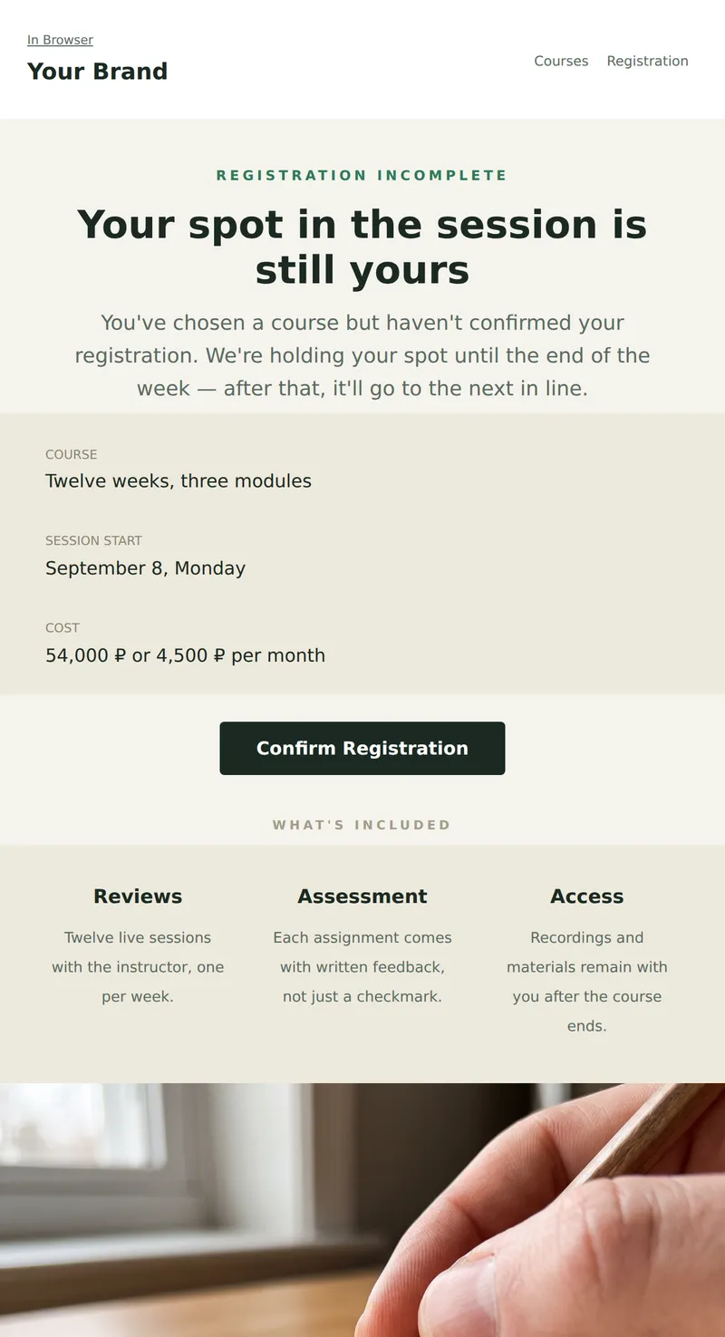 Incomplete Registration: Your Spot in the Course Awaits (Courses)