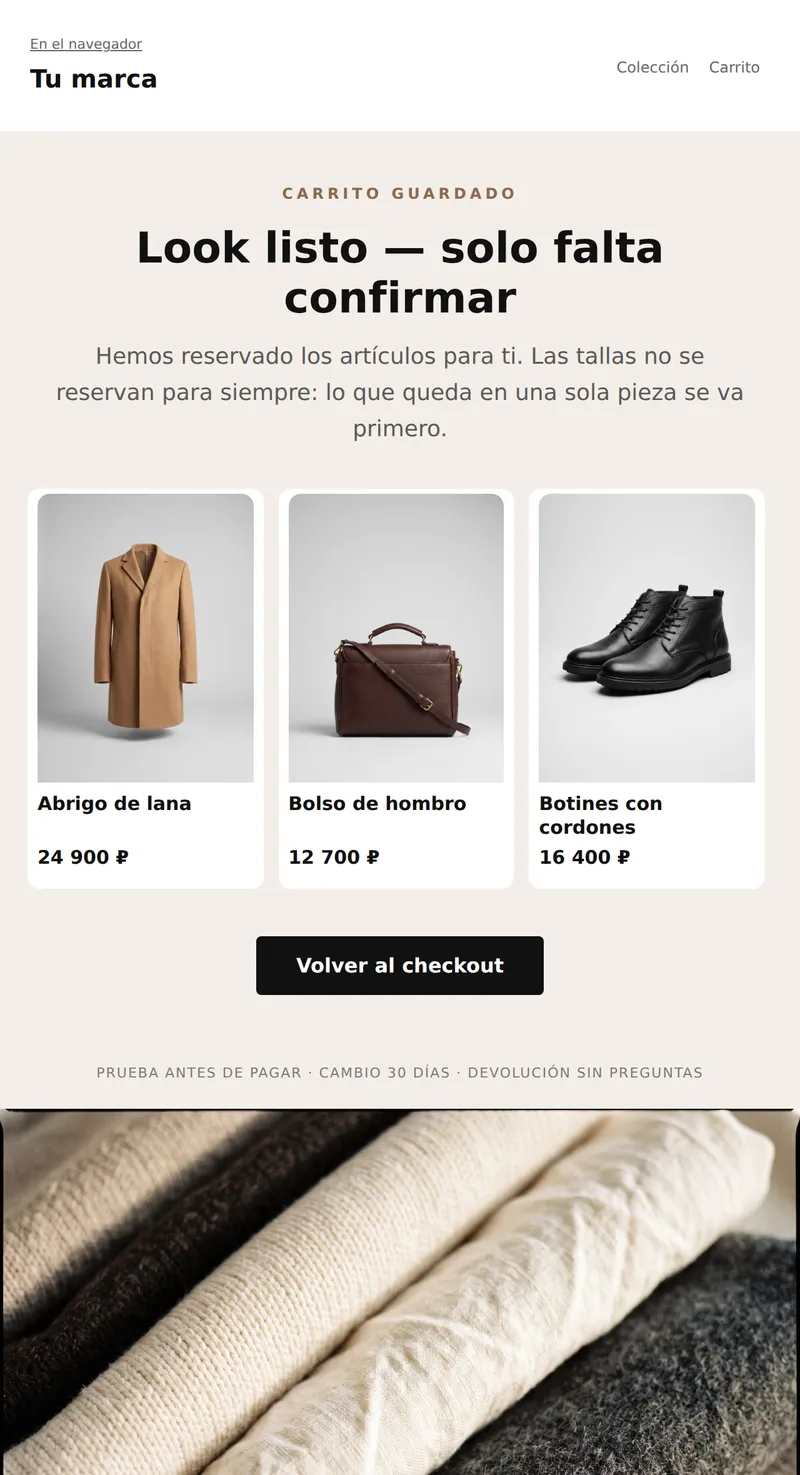 Carrito abandonado: tu look te espera (moda)