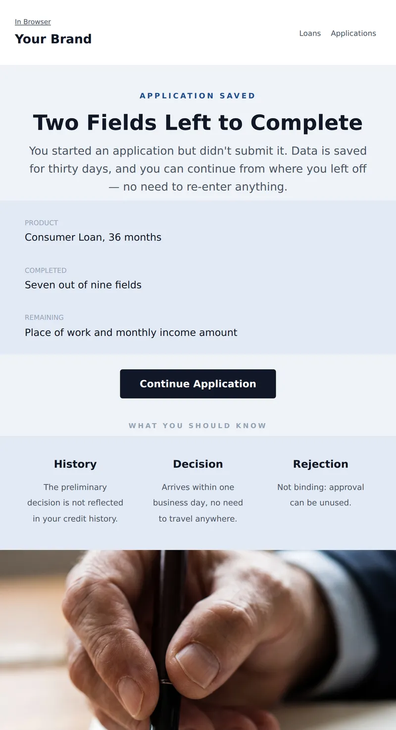 Incomplete Credit Application (Finance)