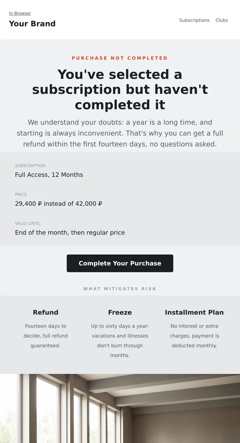 Unfinished Subscription Purchase (Fitness)