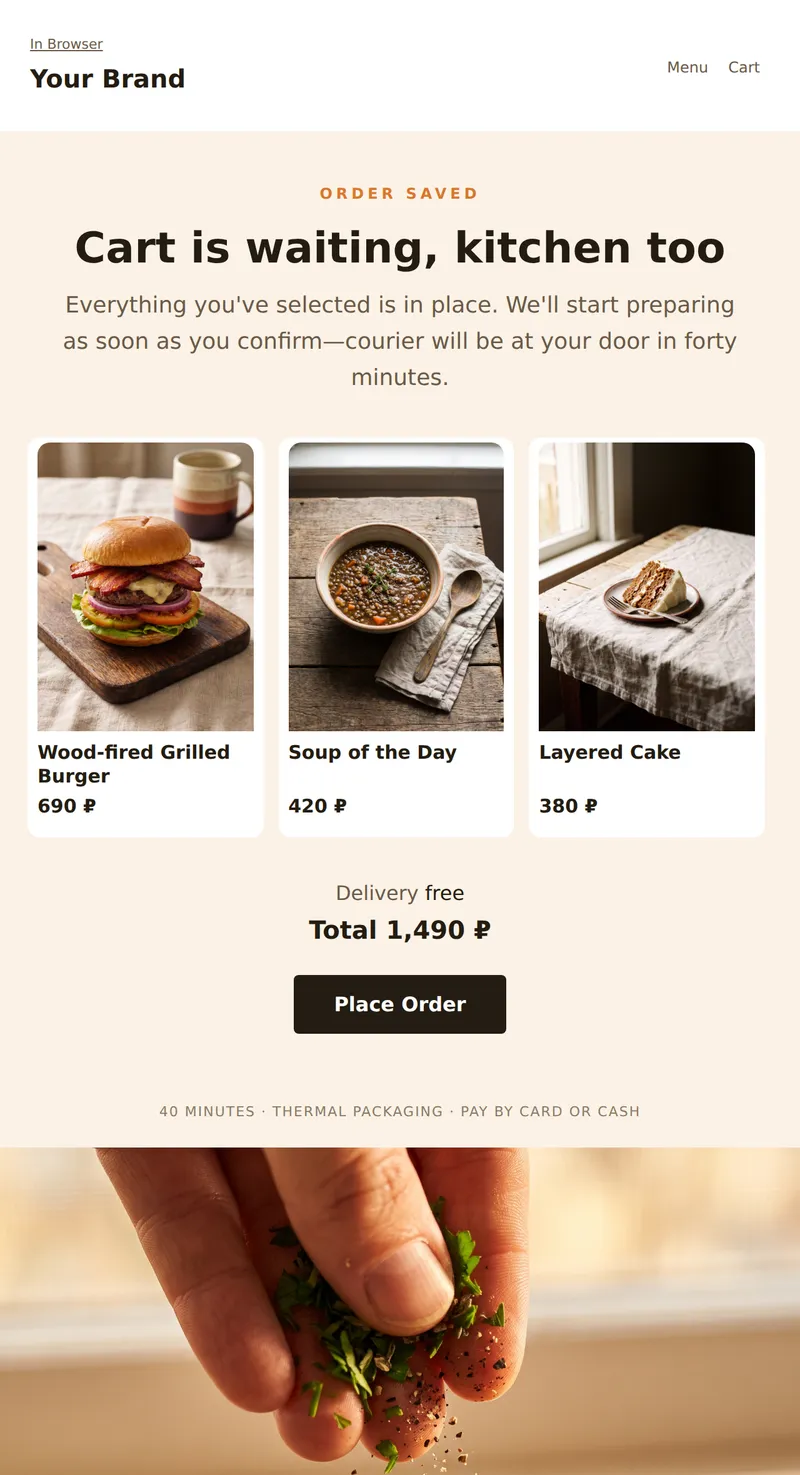 Abandoned Cart: Your Order is Waiting (Food Delivery)