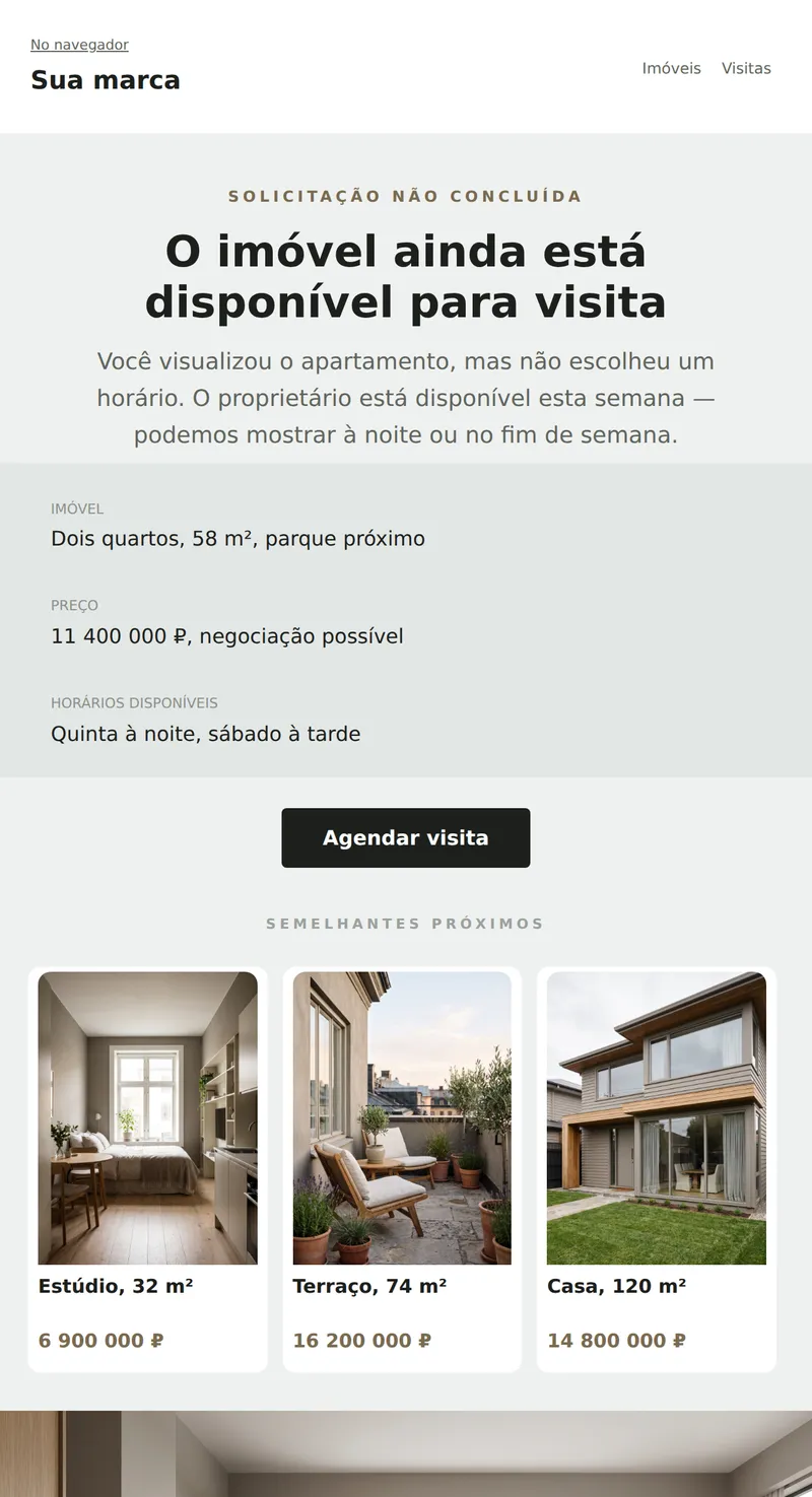 Solicitação pendente: imóvel aguardando visita (imobiliário)