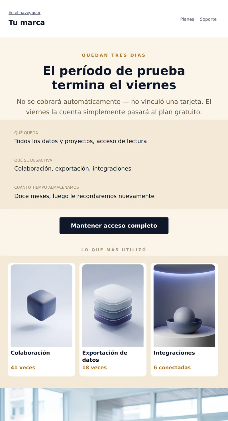 El período de prueba está por terminar (SaaS)