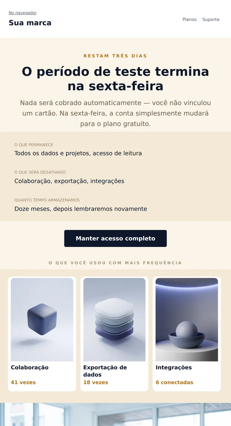 Período de teste está terminando (SaaS)
