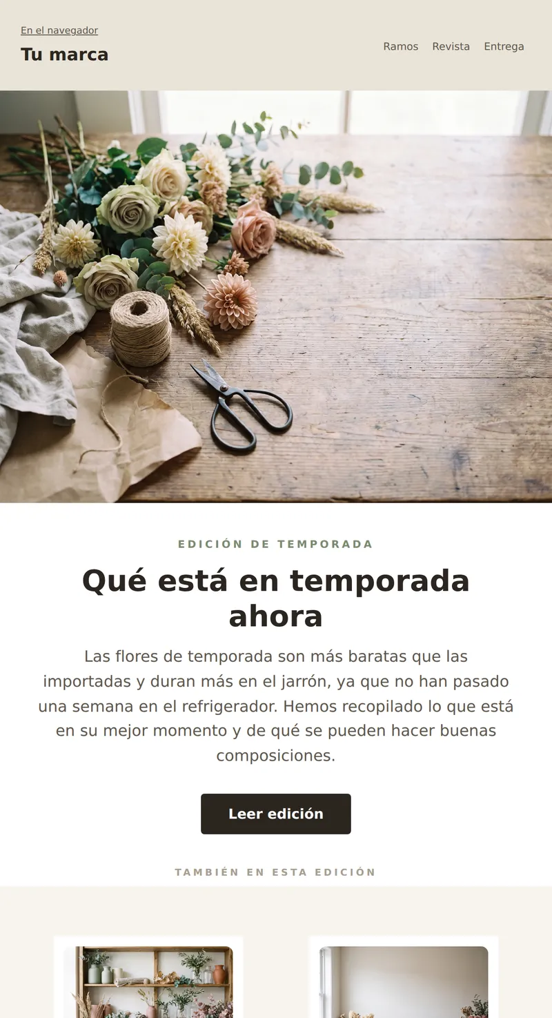 Resumen: composiciones de temporada (regalos y flores)