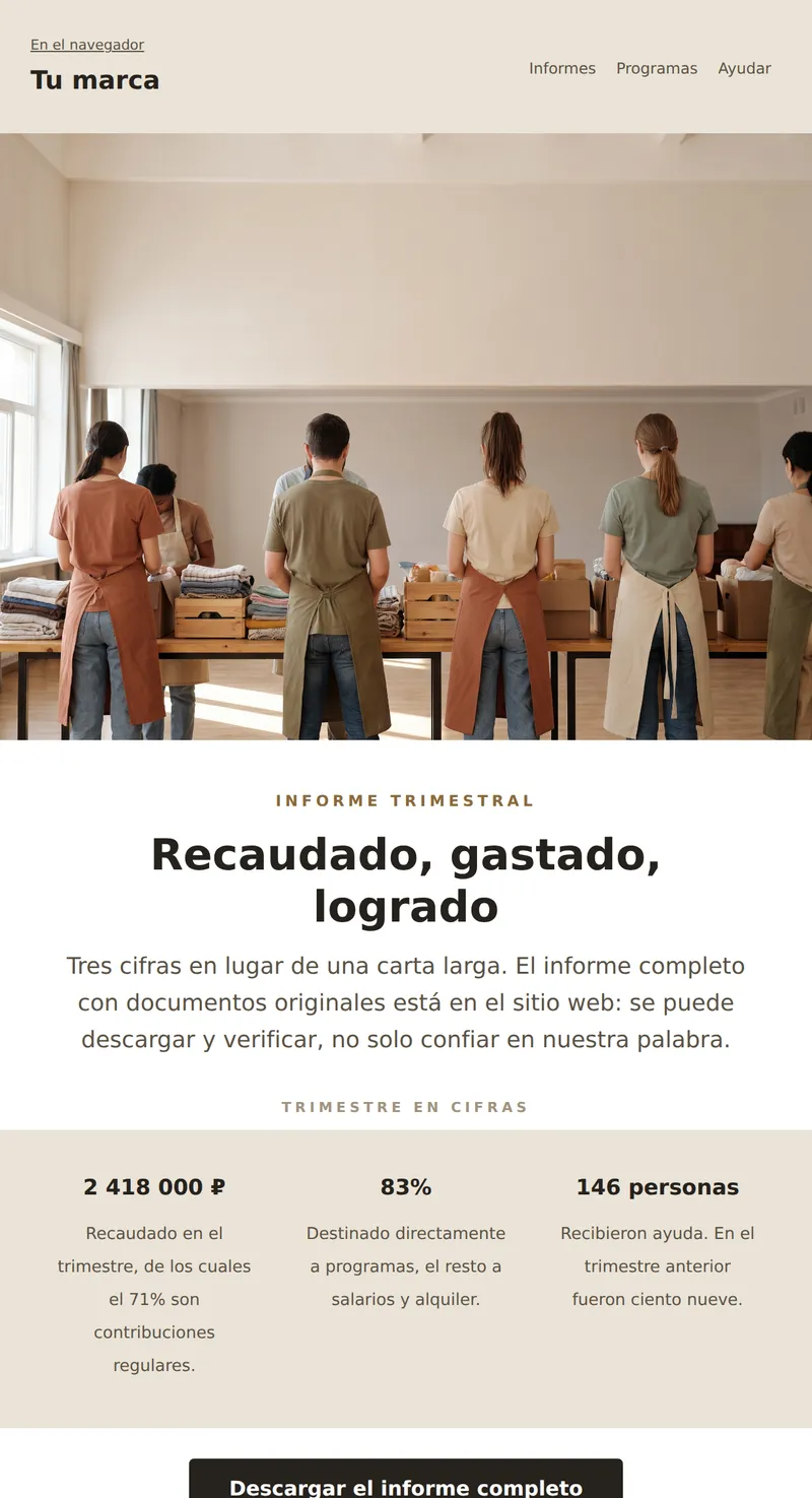 Resumen: informe trimestral (no lucrativo)