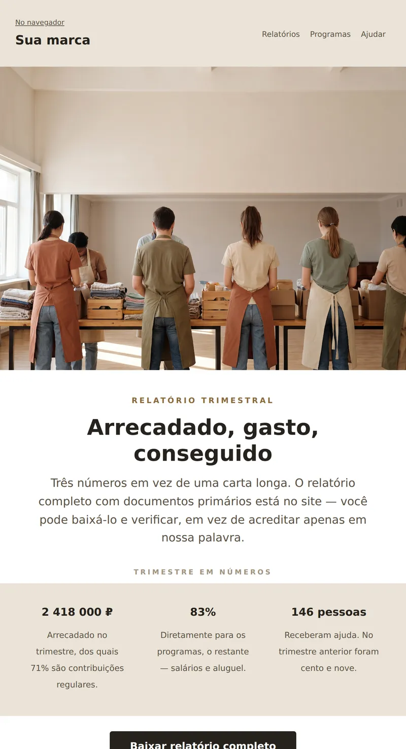 Resumo: relatório trimestral (não lucrativo)