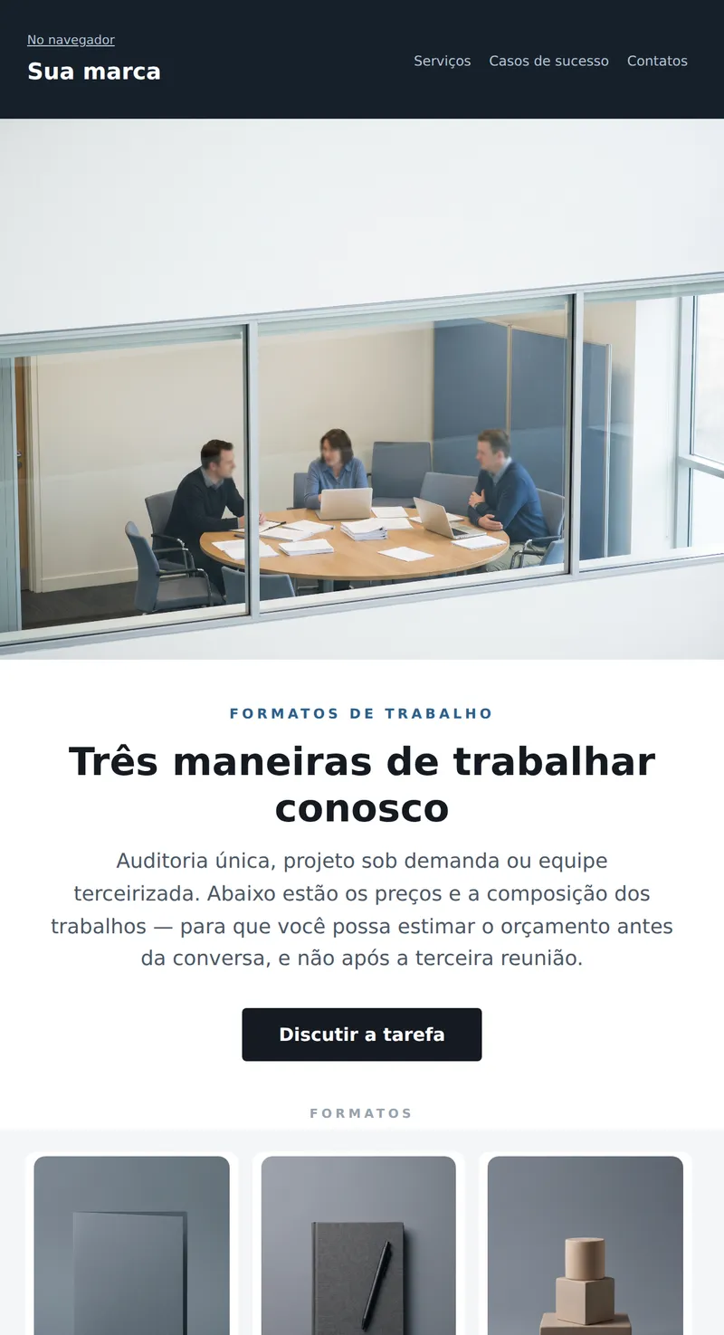Promoção: serviços para empresas (B2B)