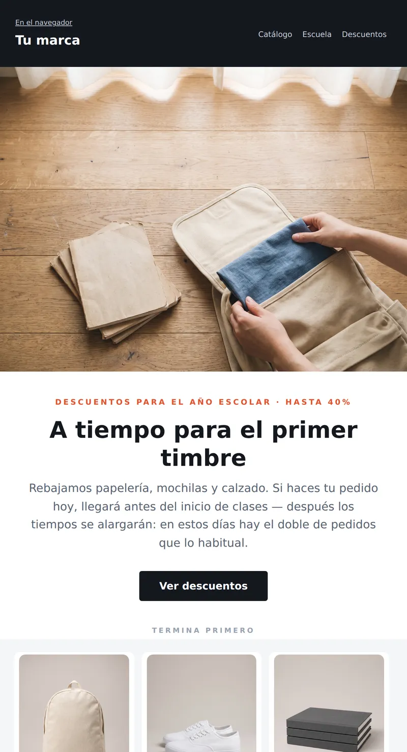 De vuelta a clases: venta de papelería (tienda en línea)