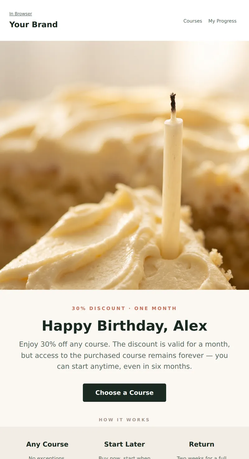 Birthday: Discounted Course (Courses)