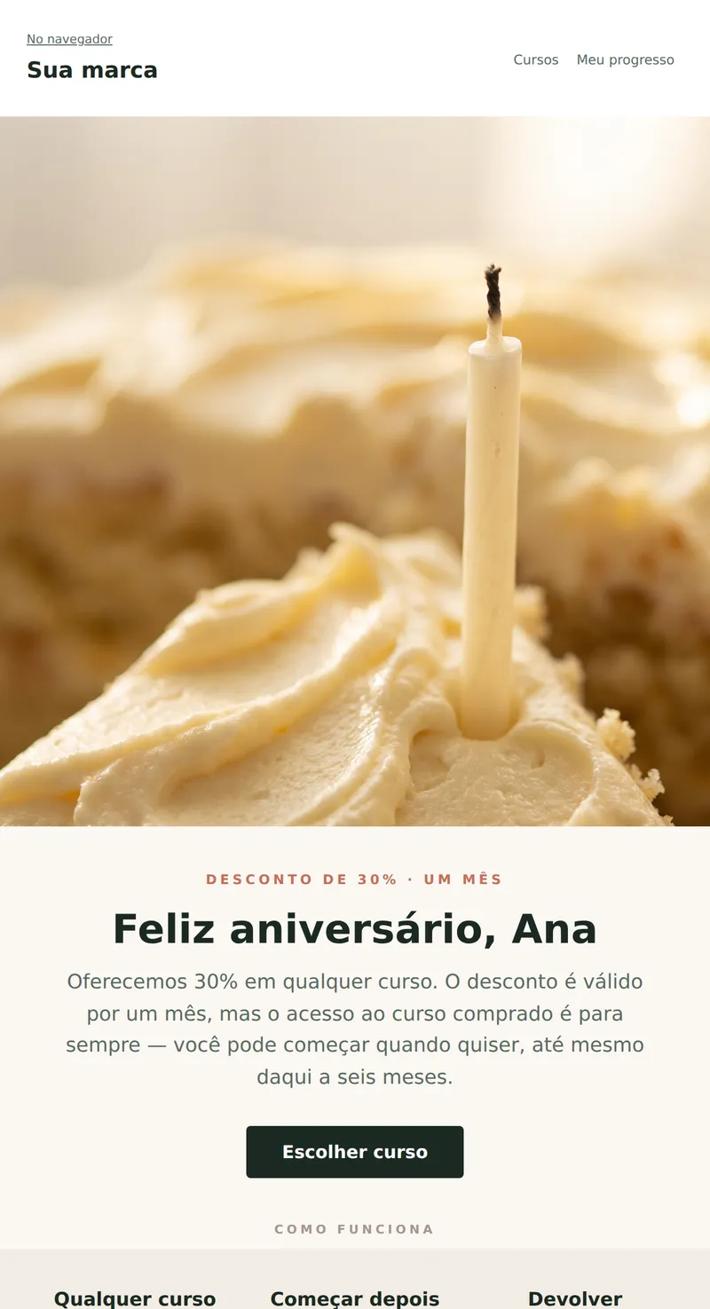 Aniversário: curso com desconto (cursos)