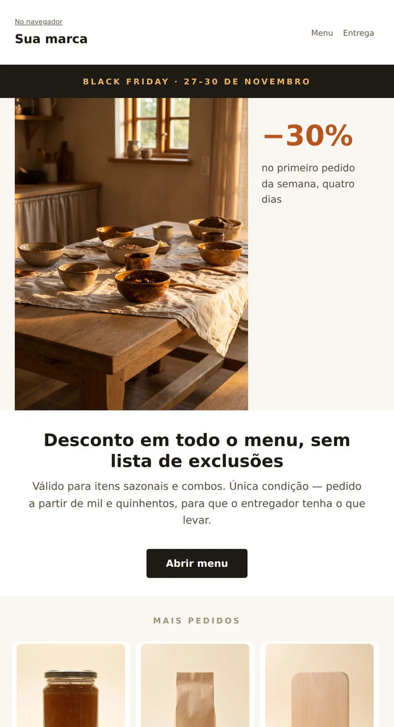 Black Friday: assimetria (comida e entrega)