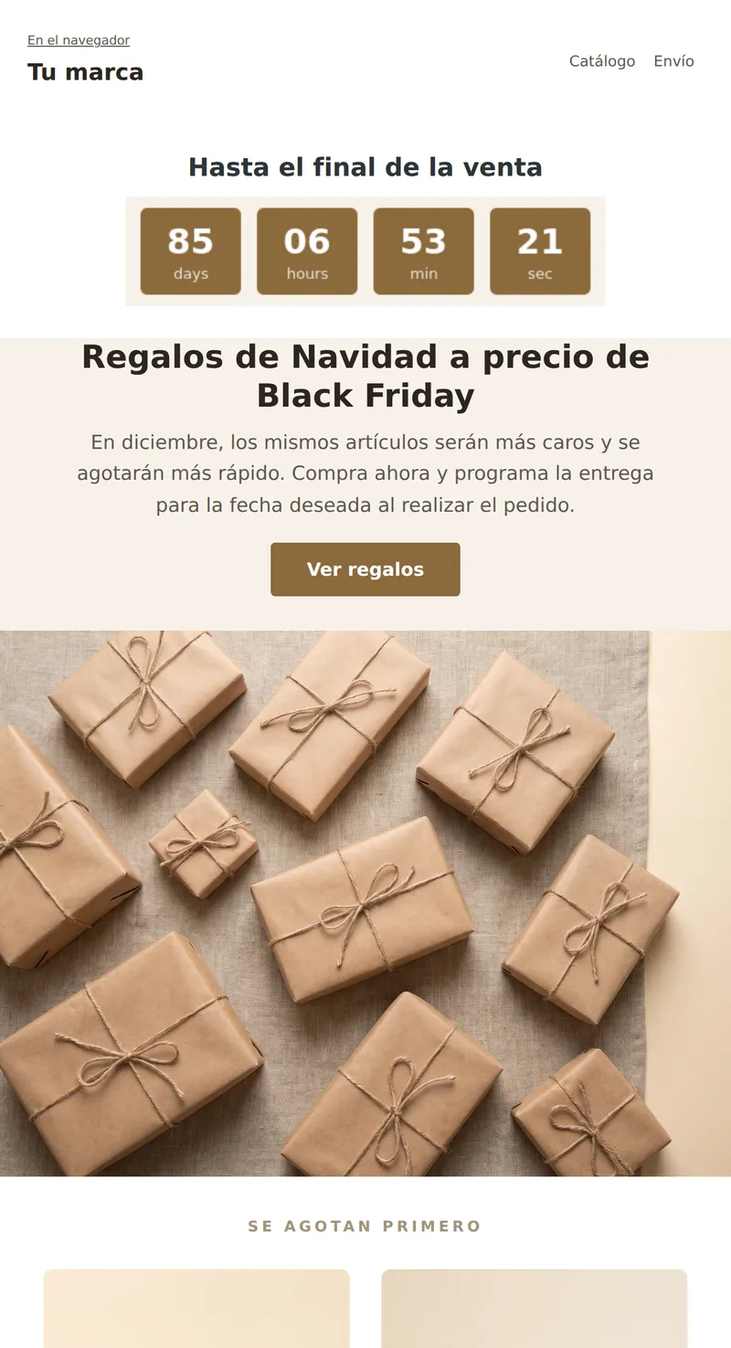 Black Friday: temporizador (regalos y flores)