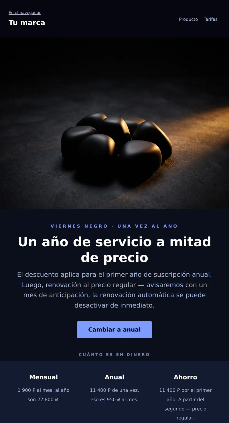 Viernes Negro: suscripción anual (SaaS)