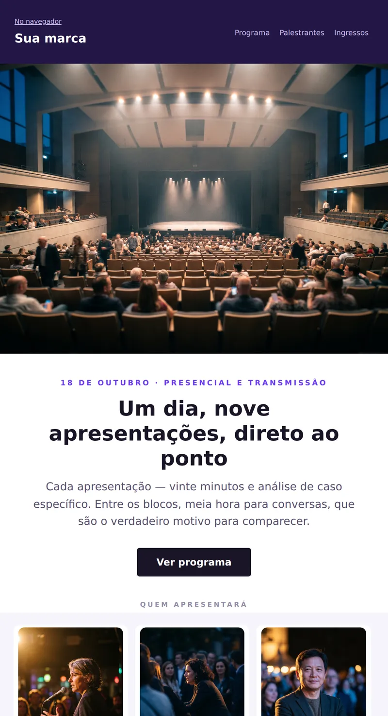 Promo: anúncio de evento, grande banner (eventos)