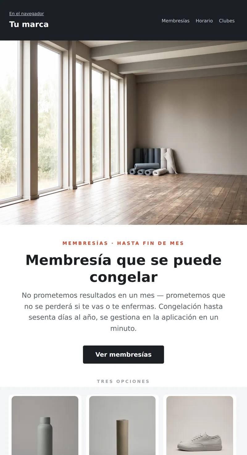 Promoción: membresía en el club (fitness)