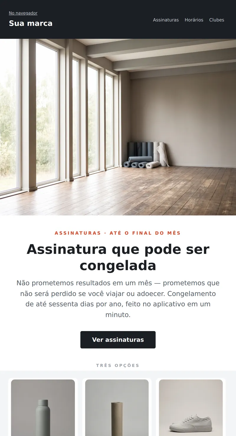 Promoção: assinatura no clube (fitness)