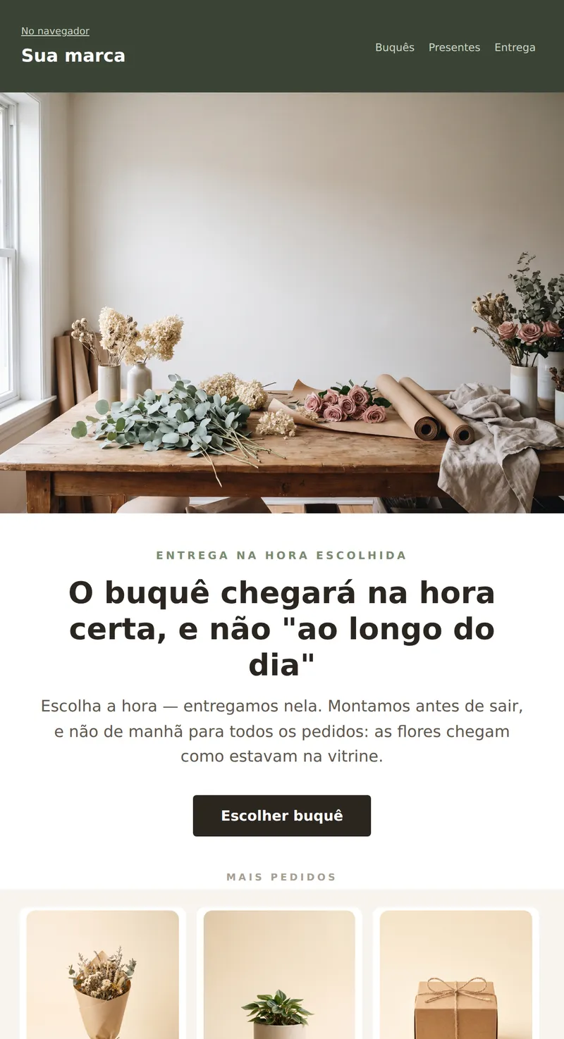 Promo: buquês e presentes (presentes e flores)