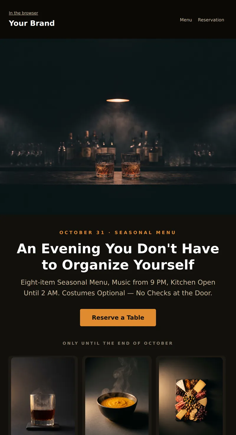 Halloween: Party and Seasonal Menu (Bars and Delivery)