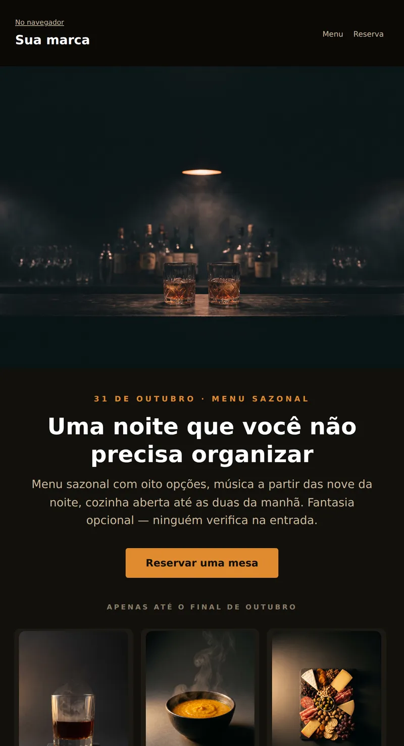 Halloween: festa e menu sazonal (bares e entrega)
