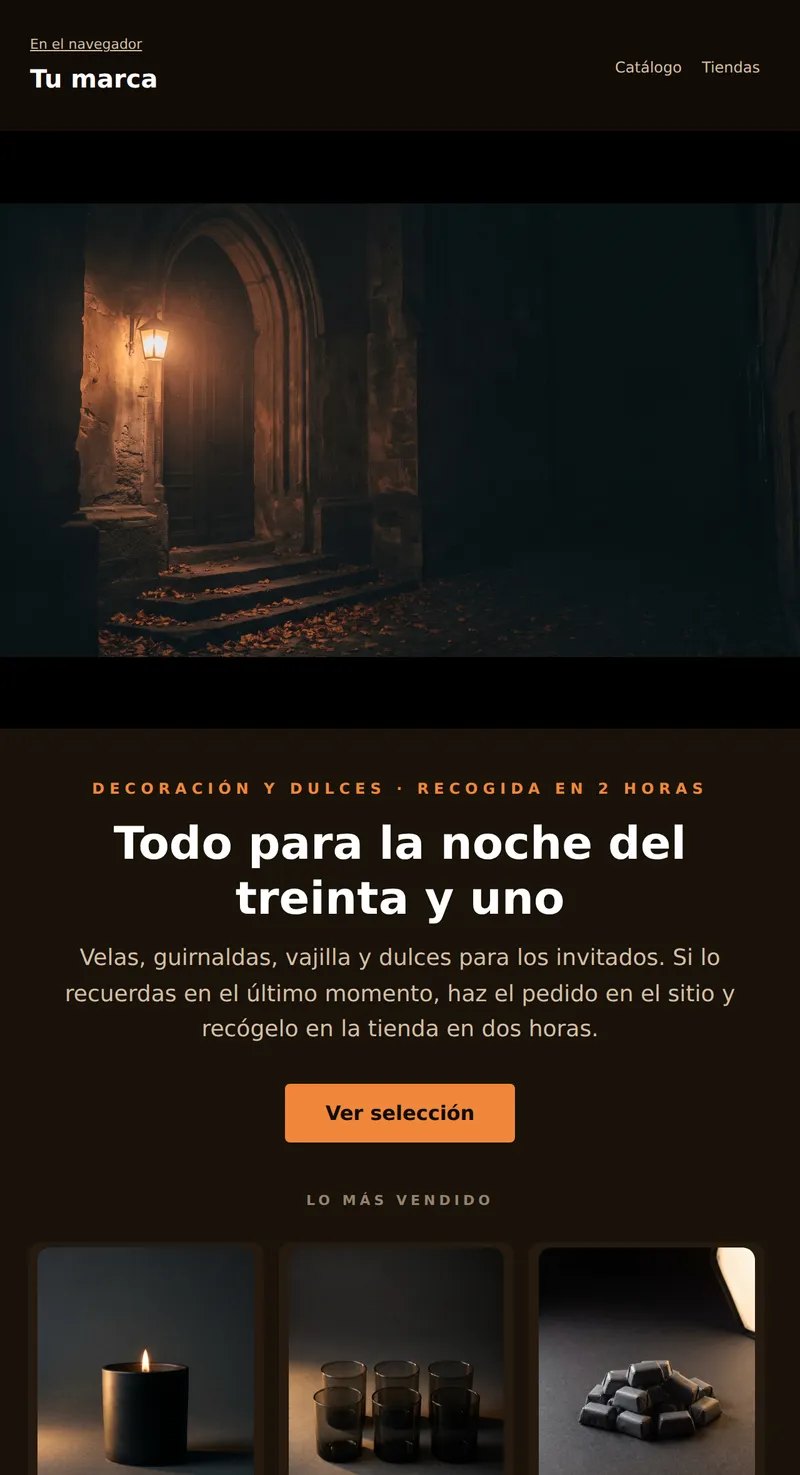 Halloween: decoración y dulces (retail)