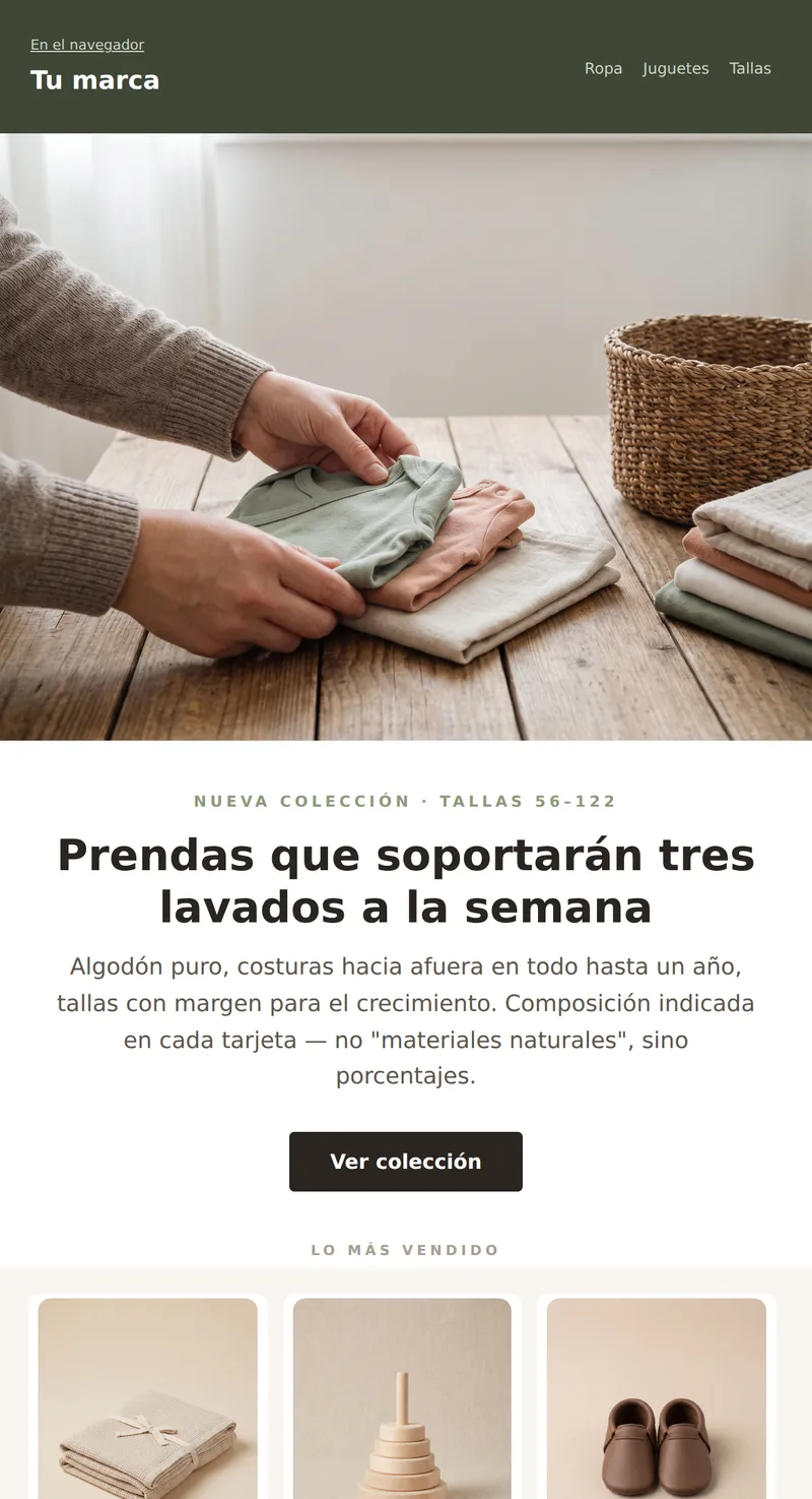 Promoción: nueva colección (productos para niños)