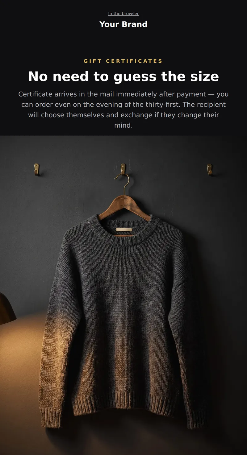 The holidays: dark email (fashion)