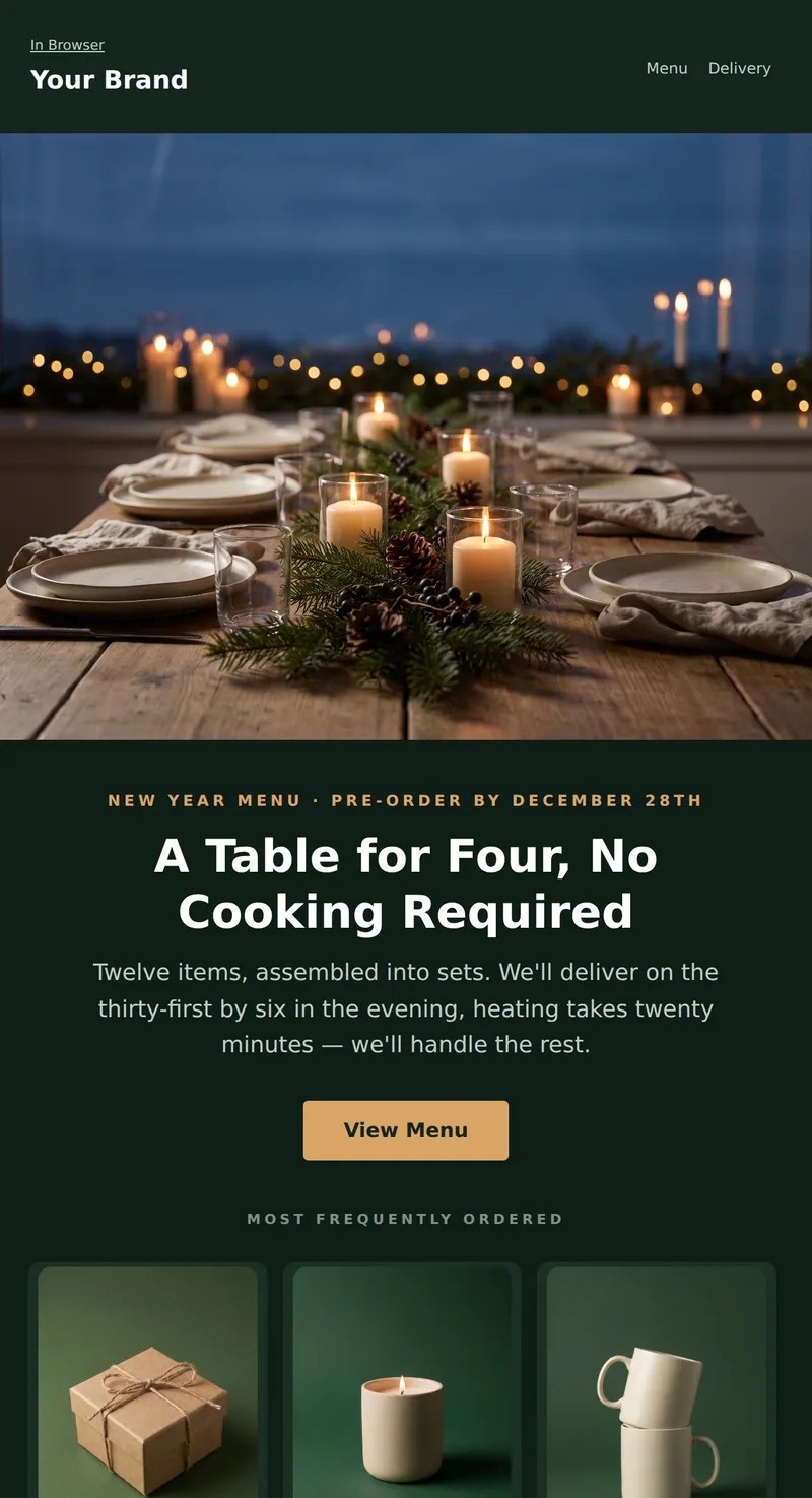 New Year: Festive Menu (Food Delivery)