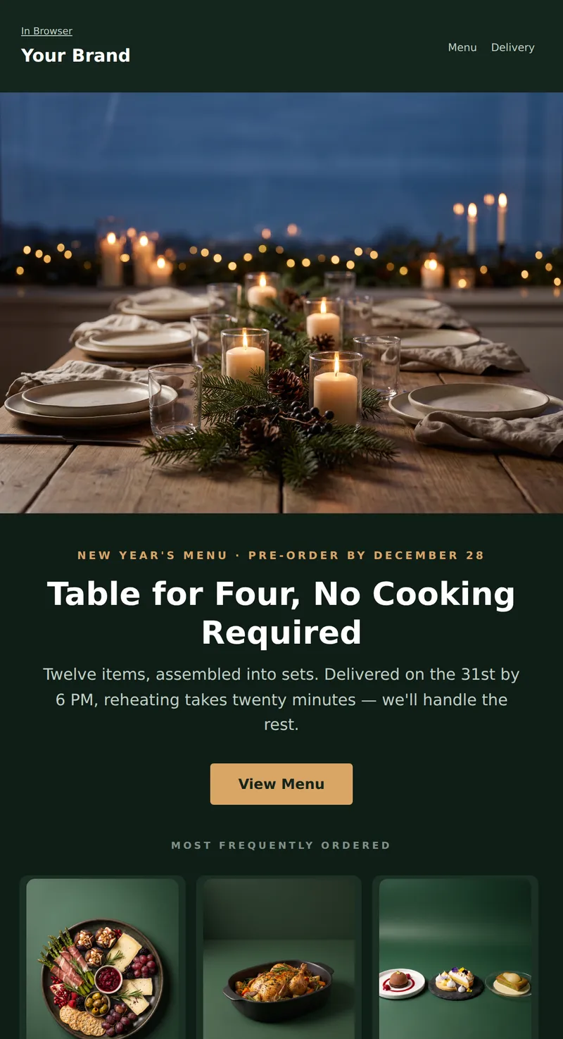 New Year: Festive Menu (Food Delivery)