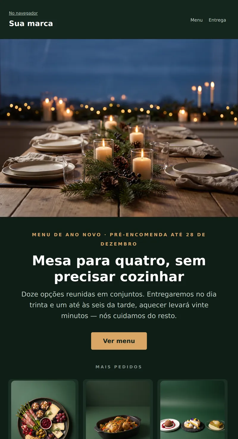 Ano Novo: menu festivo (entrega de comida)