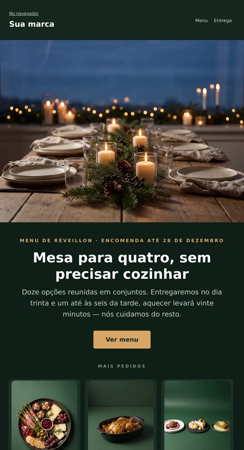 Ano Novo: menu festivo (entrega de comida)