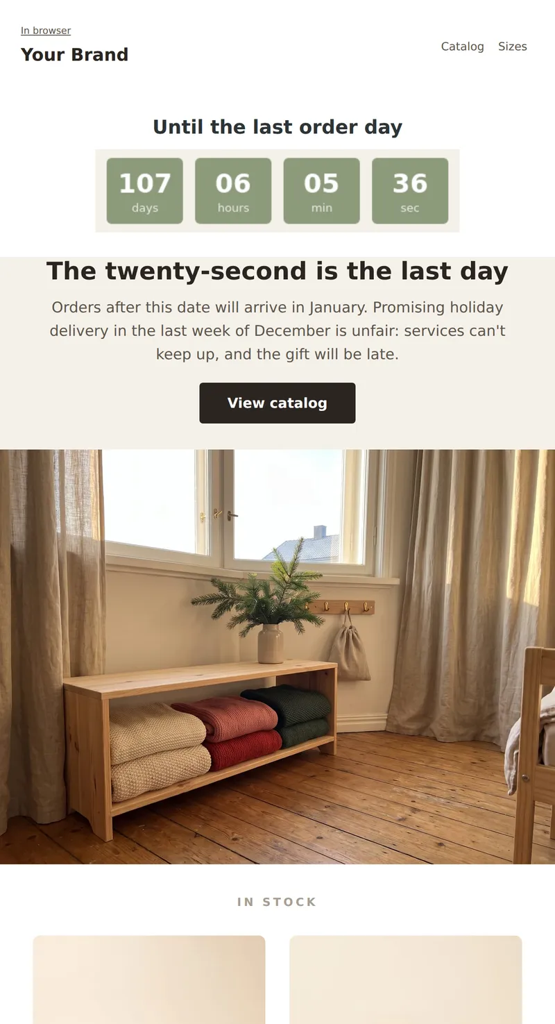 The holidays: delivery deadline timer (children's products)