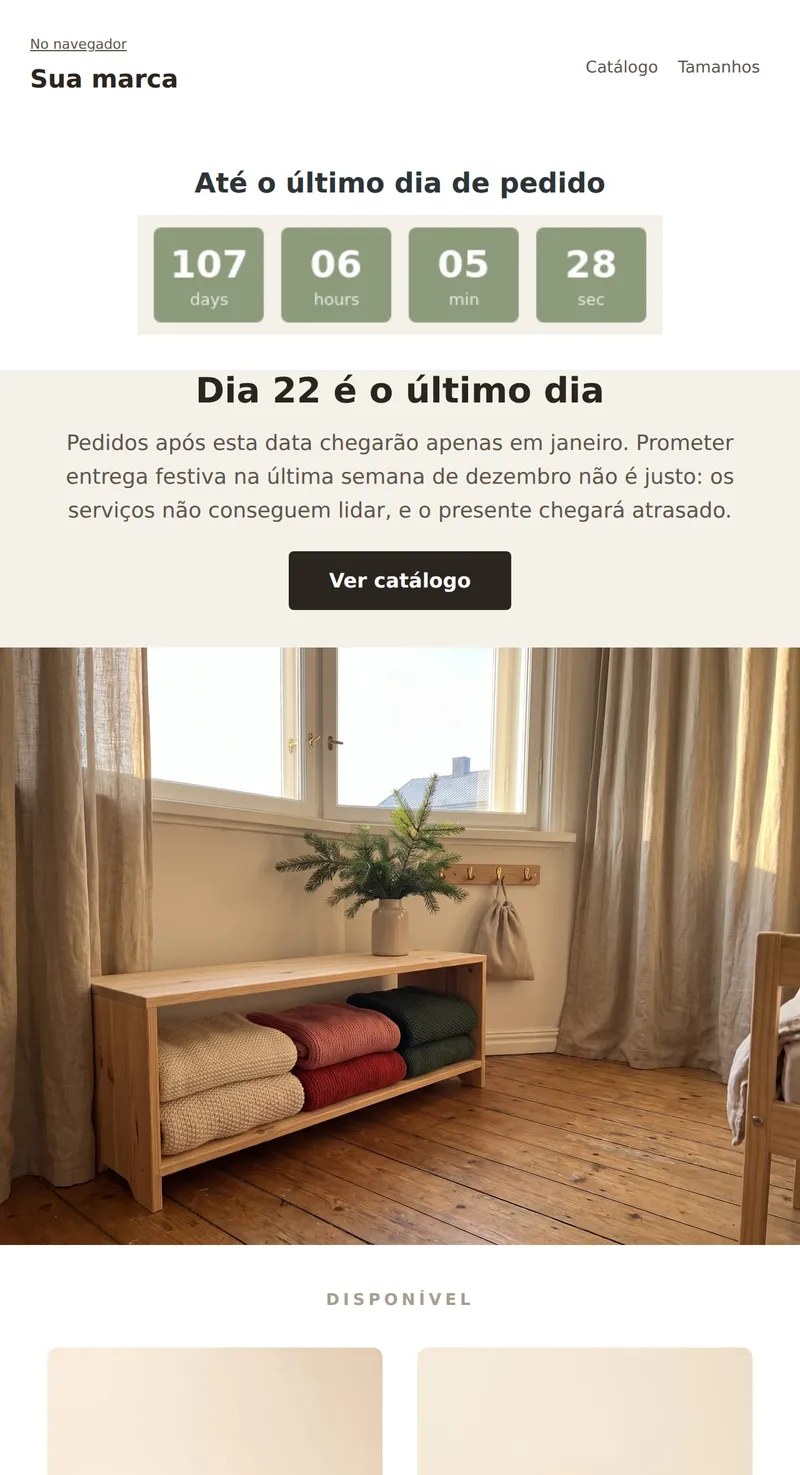 Natal: contagem regressiva para prazo de entrega (produtos infantis)