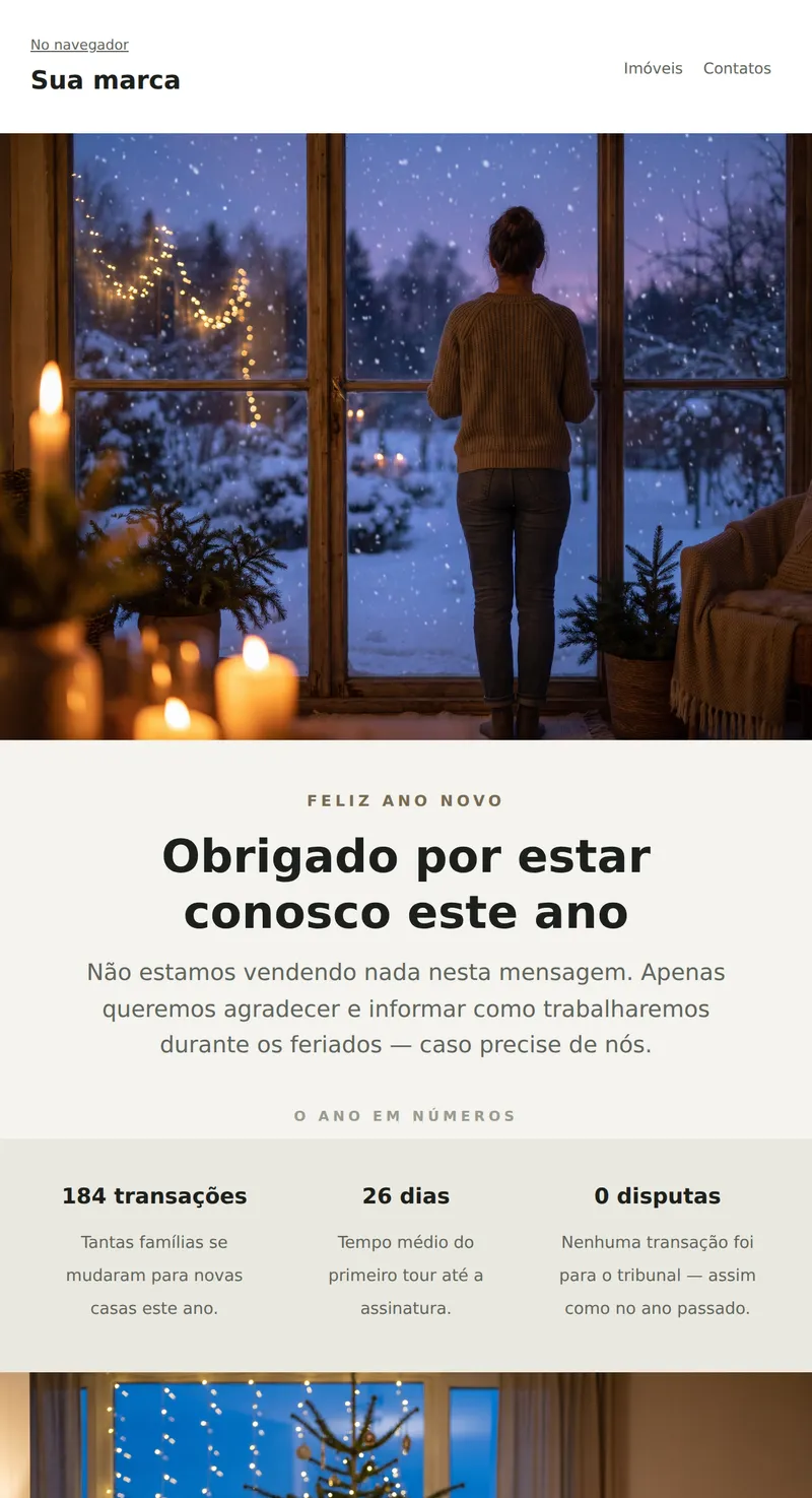 Ano Novo: felicitações aos clientes (imóveis)