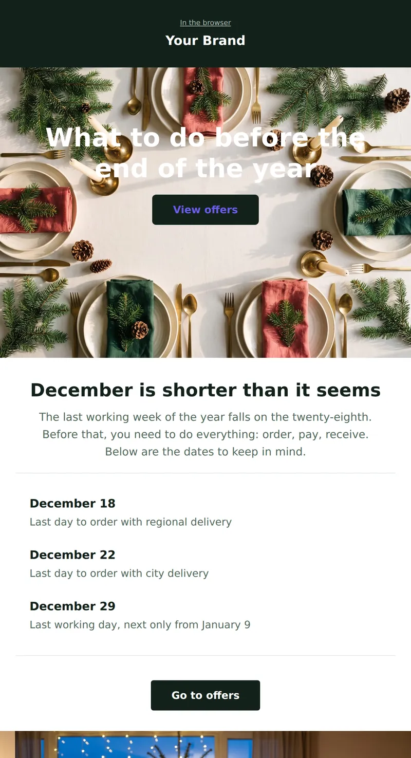 The holidays: text over background (universal)