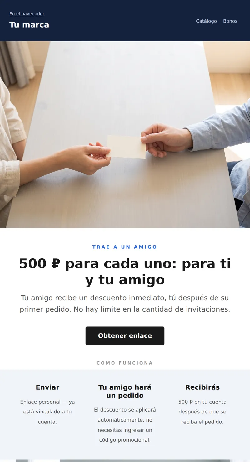 Programa de referidos: trae a un amigo (universal)
