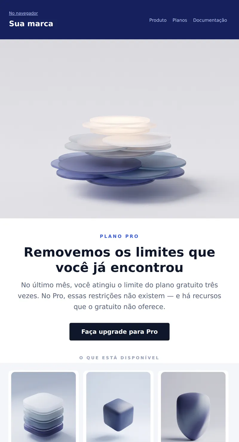 Promo: faça upgrade para Pro, grande banner (SaaS)