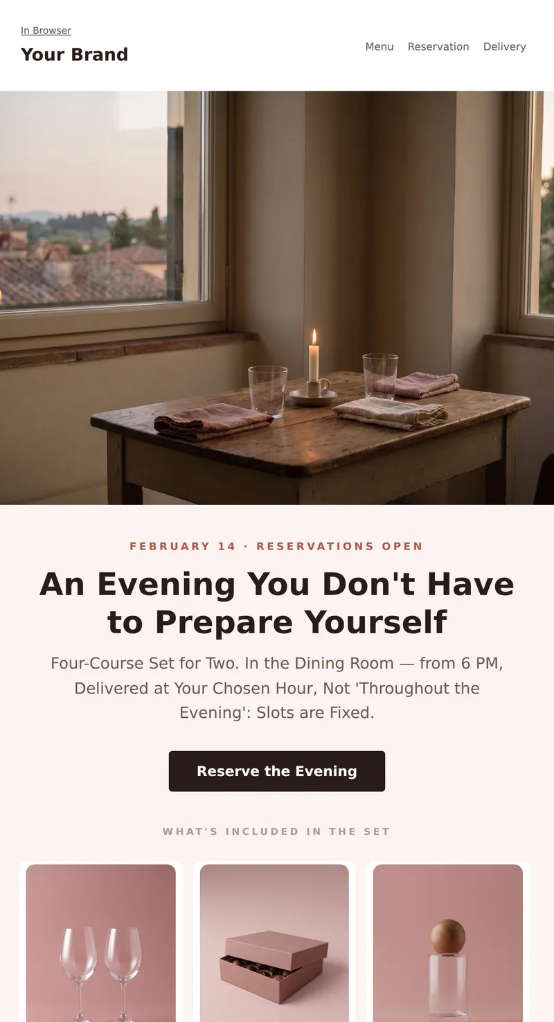 Valentine's Day: Dinner for Two (Food Delivery)