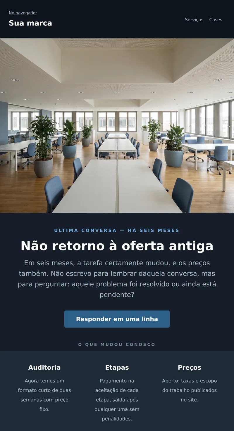 Reativação: contato esfriou (B2B)