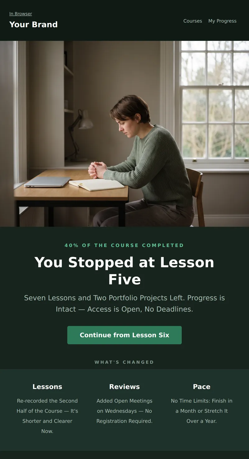 Reactivation: Return to Learning (Courses)