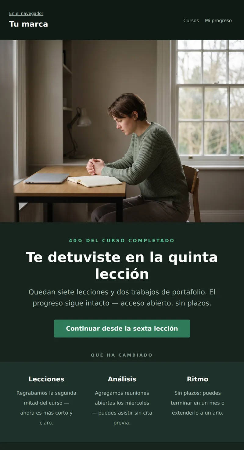 Reactivación: vuelve a tus estudios (cursos)
