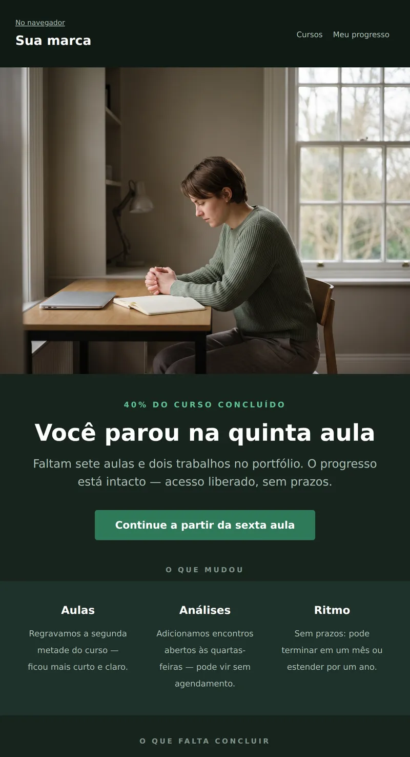 Reativação: volte aos estudos (cursos)