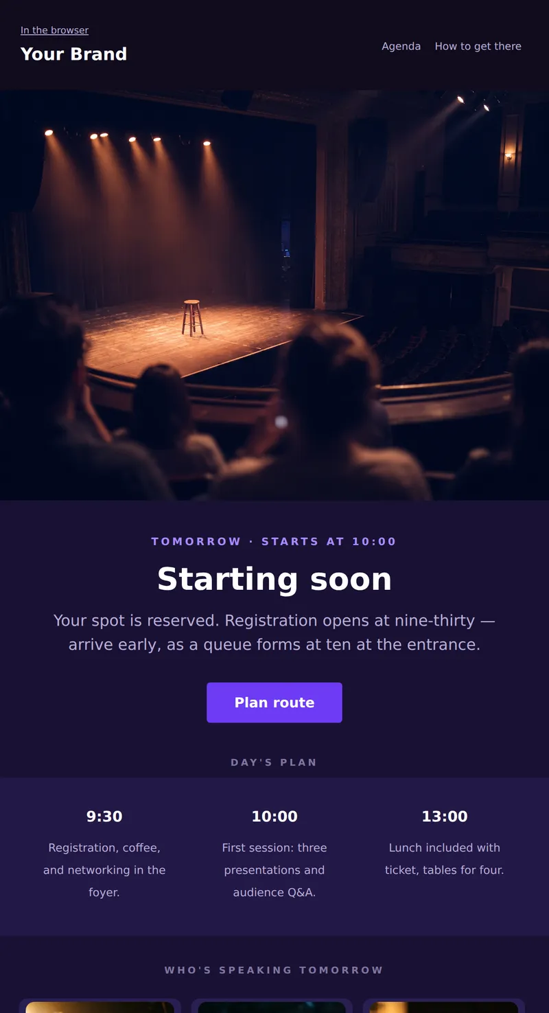 Starting soon: event reminder