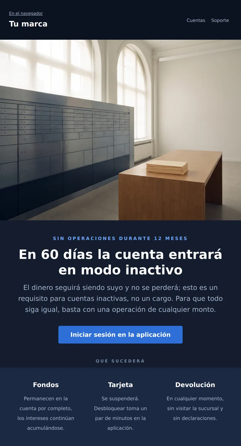 Reactivación: cuenta inactiva (finanzas)