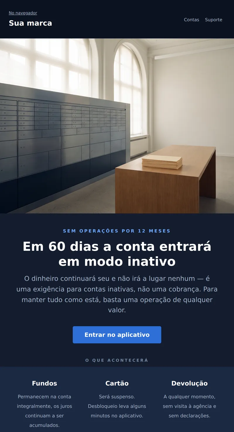 Reativação: conta inativa (finanças)