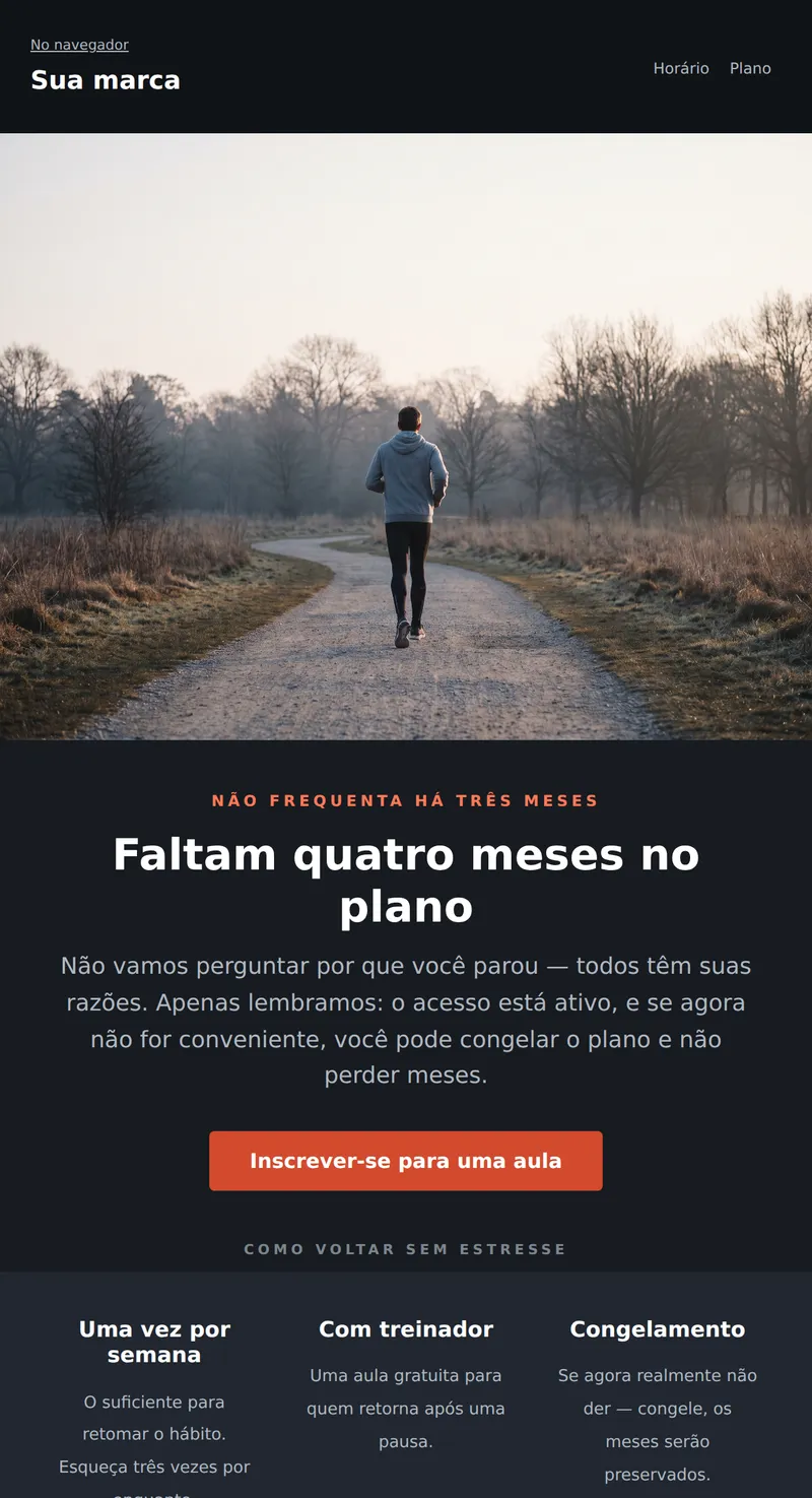 Reativação: há muito tempo sem ir à academia (fitness)